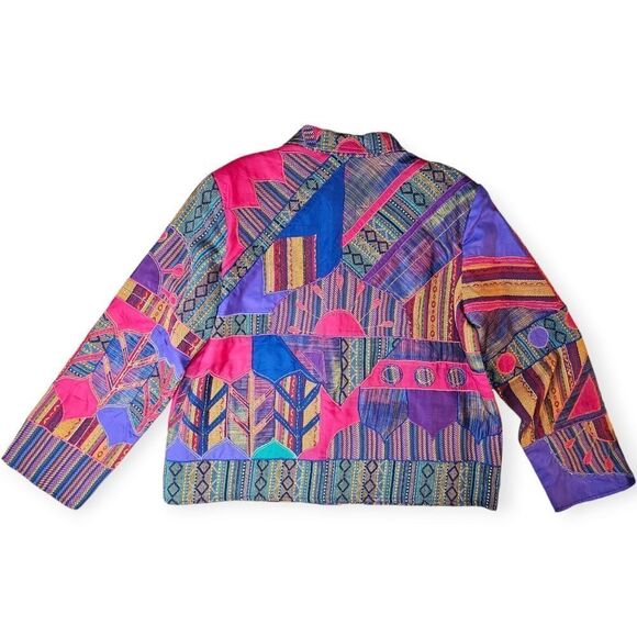 Shannon Anthony Vintage Embroidered Beaded Colourful Patchwork Jacket XLarge - Picture 8 of 11